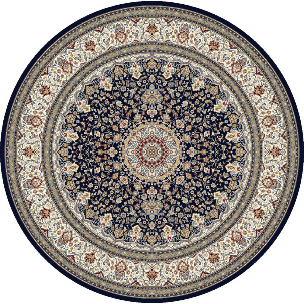 Dynamic Rugs 57119-3434 Ancient Garden 5.3 Ft. X 5.3 Ft. Round Rug in Blue/Ivory